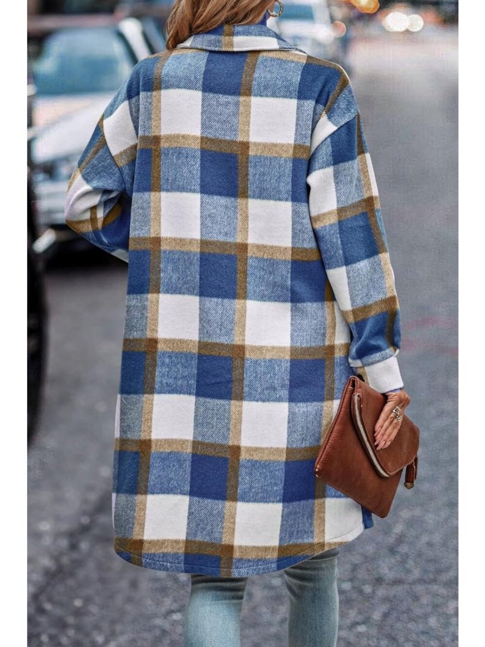 Plaid Shacket Jacket for Women | Cozy Flannel Shirt Layering Piece - Picture 6 of 7